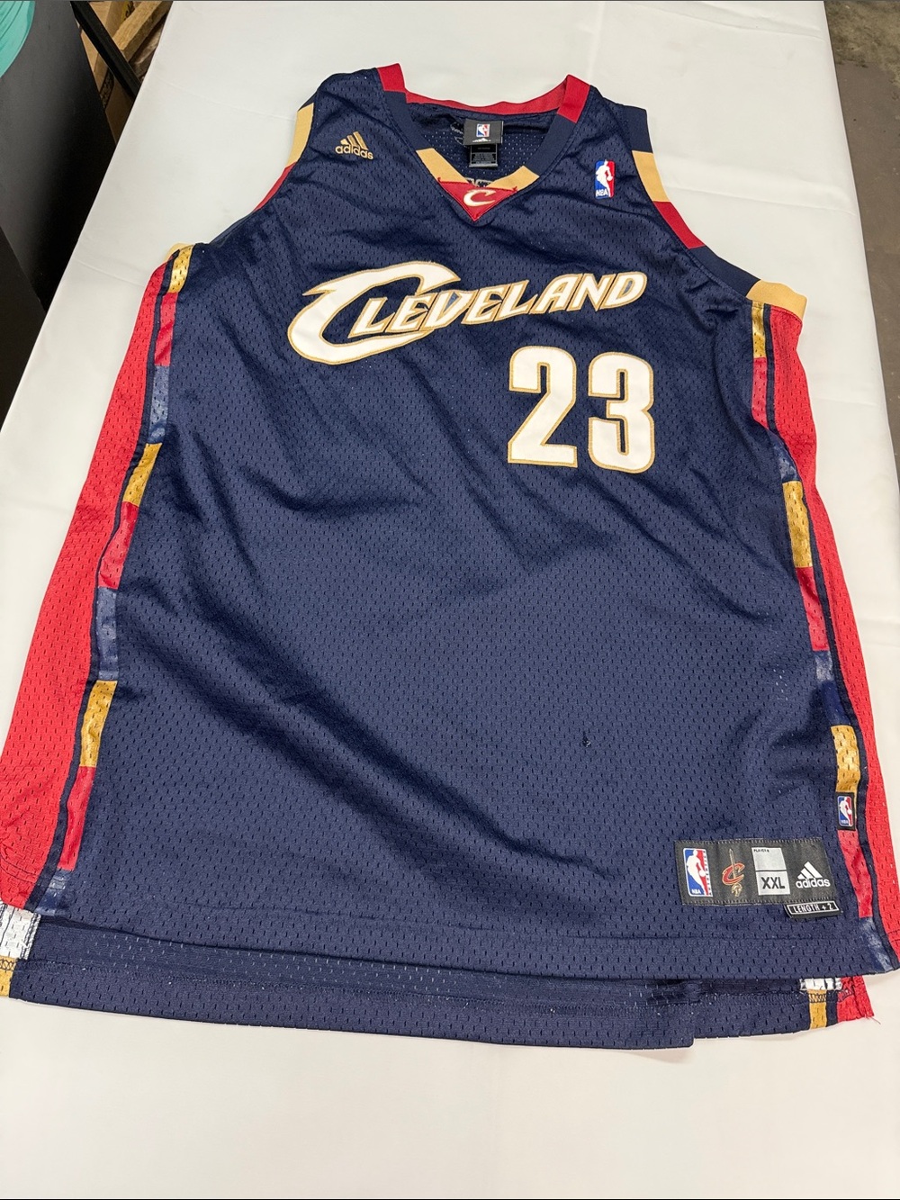 adidas Navy Cleveland Cavaliers #23 Basketball Jersey with Red & Gold Accents